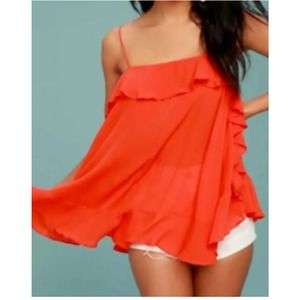 NWT Intimately Free People Red Cascades Ruffle Cami Style Top Size S